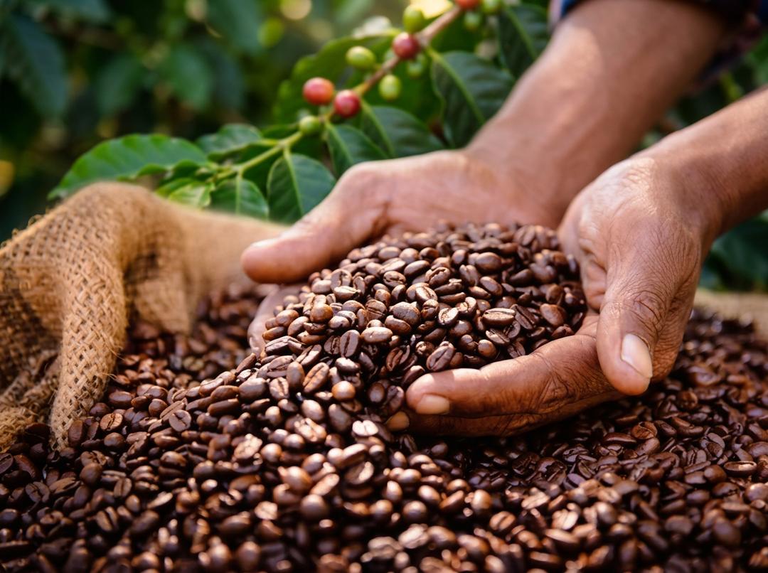 Granos de café artesanal mexicano en proceso de secado